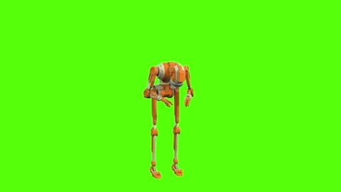 Droid analyzing Sample Green Screen Animation 4K Rendering Stock Footage 263864933