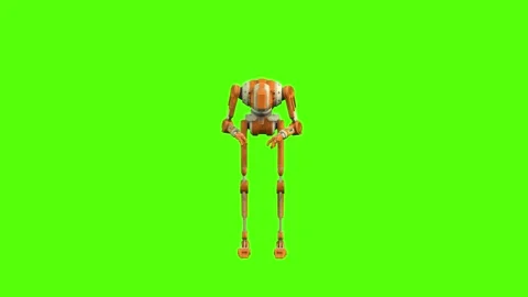 Droid analyzing Sample Green Screen Animation 4K Rendering Stock Footage 263864938
