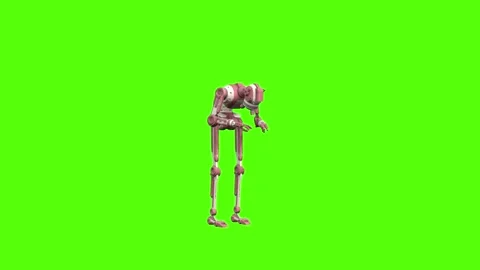 Droid Analyzing Sample Green Screen Animation 4K Rendering Stock Footage 264550010