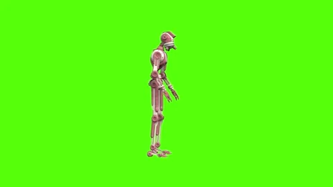 Droid Attacked from Back Green Screen Animation 4K Rendering Stock Footage 264549884
