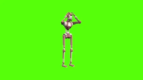 Droid Attacked from Back Green Screen Animation 4K Rendering Stock Footage 264549929