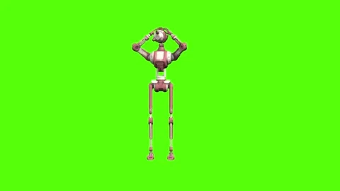 Droid Attacked from Left Green Screen Animation 4K Rendering Vídeo Stock 264549831