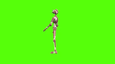 Droid Attacked from Left Green Screen Animation 4K Rendering Stock Footage 264549835