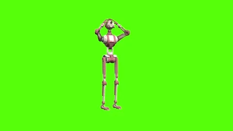 Droid Attacked from Left Green Screen Animation 4K Rendering Stock Footage 264549993