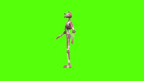 Droid Attacked from Right Green Screen Animation 4K Rendering Stock Footage 264549761
