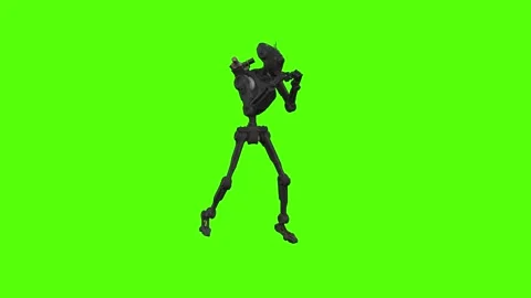 Droid Combat Ready Green Screen Animation 4k Rendering Stock Footage 263395659