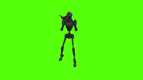 Droid Combat Ready Green Screen Animation 4k Rendering Stock Footage 263395671