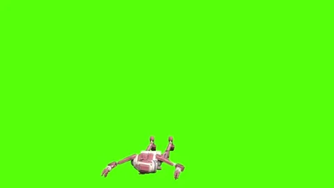 Droid Death Kneeling Green Screen Animation 4K Rendering Stockbeeldmateriaal 264549968