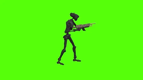 Droid Draw Weapon Green Screen Animation 4k Rendering Video stock 263272388