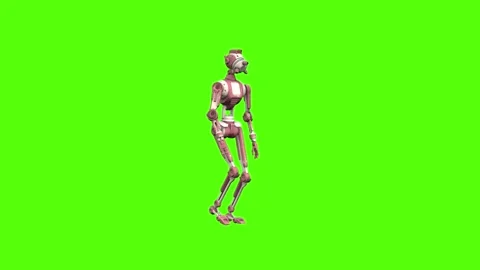 Droid Get up Green Screen Animation 4K Rendering Stockbeeldmateriaal 264549672