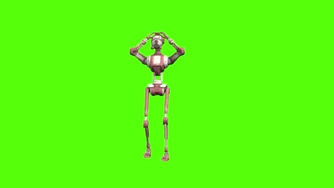 Droid Get up Green Screen Animation 4K Rendering Vídeo Stock 264549674