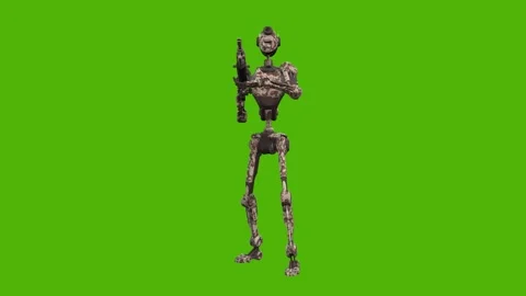 Droid Getting Hit Aiming Green Screen Animation 4k Rendering Stock Footage 263690331