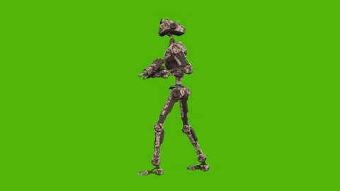 Droid Getting Hit Armed Green Screen Animation 4k Rendering Stock-Footage 263690348