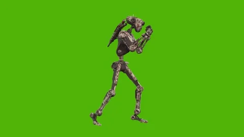 Droid Getting Hit Back Green Screen Animation 4k Rendering Video stock 263690354