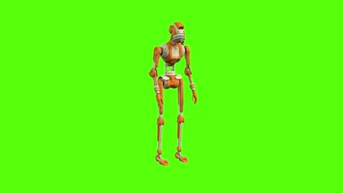Droid Getting Hit Back Normal Green Screen Animation 4K Rendering Stock Footage 263864898