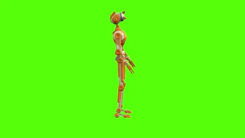 Droid Getting Hit Front Normal Green Screen Animation 4K Rendering Stock Footage 263864894