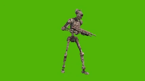 Droid Getting Hit Green Screen Animation 4k Rendering Vídeo Stock 263690335