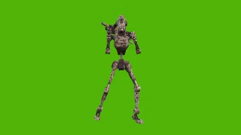 Droid Getting Hit Left Combat Mode Green Screen Animation 4k Rendering Stockbeeldmateriaal 263690364