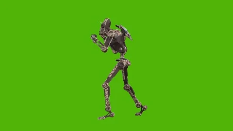 Droid Getting Hit Left Combat Mode Green Screen Animation 4k Rendering Stock Footage 263690373