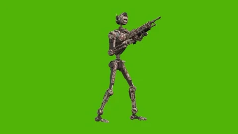 Droid Getting Hit Left Green Screen Animation 4k Rendering Stock Footage 263690375