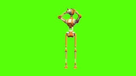 Droid Getting Hit left Hostage Green Screen Animation 4K Rendering Stock Footage 263864873