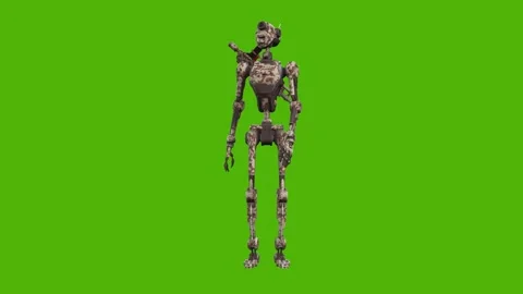 Droid Getting Hit Left Normal Green Screen Animation 4k Rendering Stock Footage 263690377