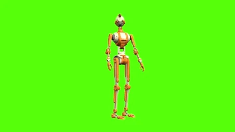 Droid Getting Hit left Normal Green Screen Animation 4K Rendering Stock Footage 263864872
