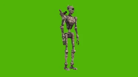 Droid Getting Hit Normal Green Screen Animation 4k Rendering Stock-Footage 263690385