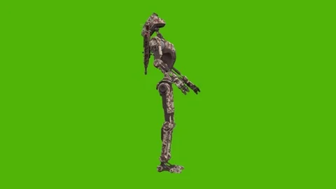 Droid Getting Hit Normal Green Screen Animation 4k Rendering 動画素材 263690397