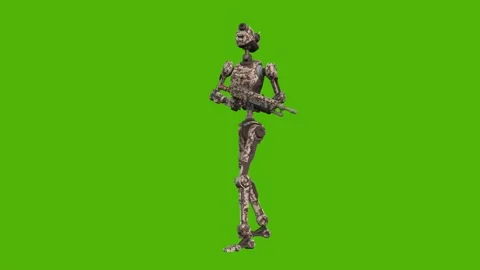 Droid Getting Hit Right Armed Green Screen Animation 4k Rendering Stock Footage 263690418