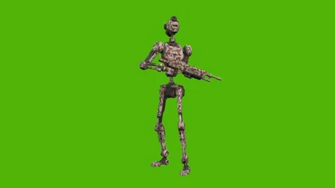 Droid Getting Hit Right Armed Green Screen Animation 4k Rendering Stock-Footage 263690423