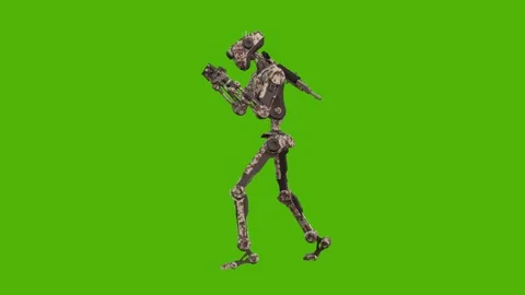 Droid Getting Hit Right Combat Mode Green Screen Animation 4k Rendering Stock Footage 263690424