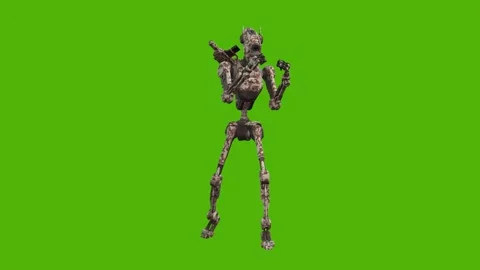 Droid Getting Hit Right Combat Mode Green Screen Animation 4k Rendering Stock Footage 263690427