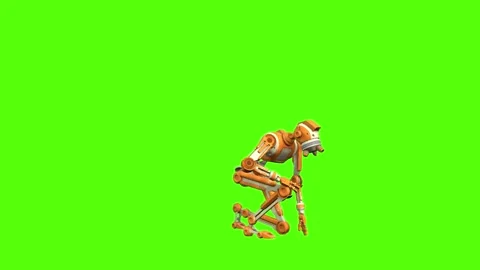Droid Go to Inspect ground Green Screen Animation 4K Rendering Stock Footage 263864855