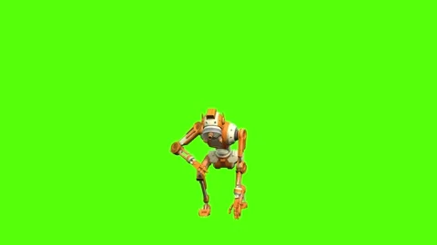 Droid Go to Inspect ground Green Screen Animation 4K Rendering Stockbeeldmateriaal 263864860