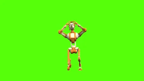 Droid Go to Kneel Hostage Green Screen Animation 4K Rendering Stockbeeldmateriaal 263864853