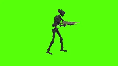 Droid Idle aiming Green Screen Animation 4k Rendering Stock Footage 263395685