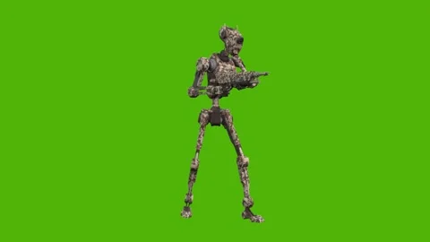Droid Idle Aiming Green Screen Animation 4k Rendering Vídeo Stock 263690435