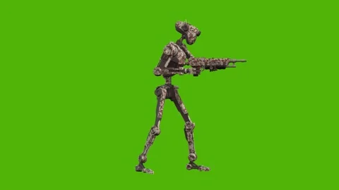 Droid Idle Aiming Green Screen Animation 4k Rendering Stock Footage 263690440