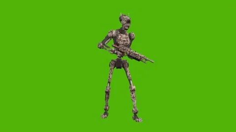 Droid Idle Armed Green Screen Animation 4k Rendering Stock Footage 263690433