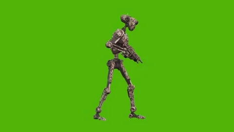 Droid Idle Armed Green Screen Animation 4k Rendering Видео 263690434