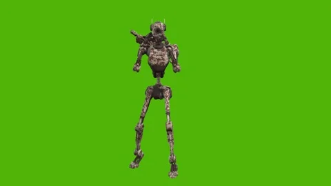 Droid Idle Combat Ready Green Screen Animation 4k Rendering Vídeo Stock 263690443