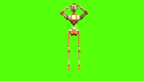 Droid Idle Hostage Green Screen Animation 4K Rendering Видео 263864845