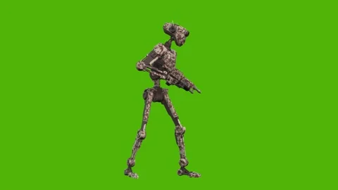 Droid Idle Looking Around Armed Green Screen Animation 4k Rendering Vidéo 263690447