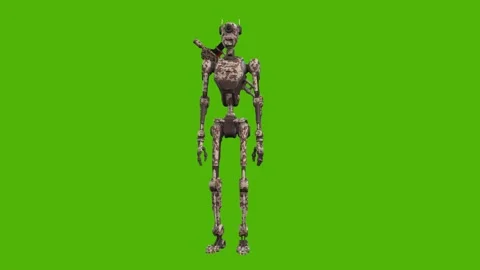 Droid Idle Looking Around Green Screen Animation 4k Rendering 스톡 동영상 263690442