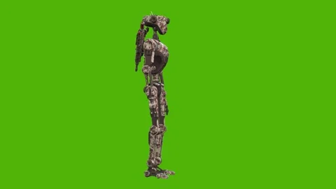 Droid Idle Looking Around Green Screen Animation 4k Rendering Stock Footage 263690448