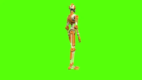 Droid Idle Looking Around Green Screen Animation 4K Rendering Stock Footage 263864828