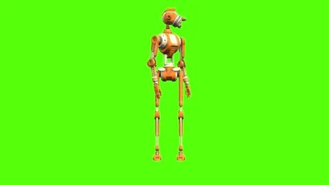 Droid Idle Looking Around Green Screen Animation 4K Rendering Stock Footage 263864839