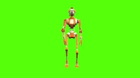 Droid Inspect ground Green Screen Animation 4K Rendering Stock Footage 263864815