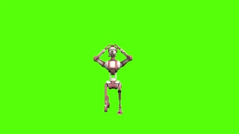 Droid Kneel Down Green Screen Animation 4K Rendering Stock Footage 264549724